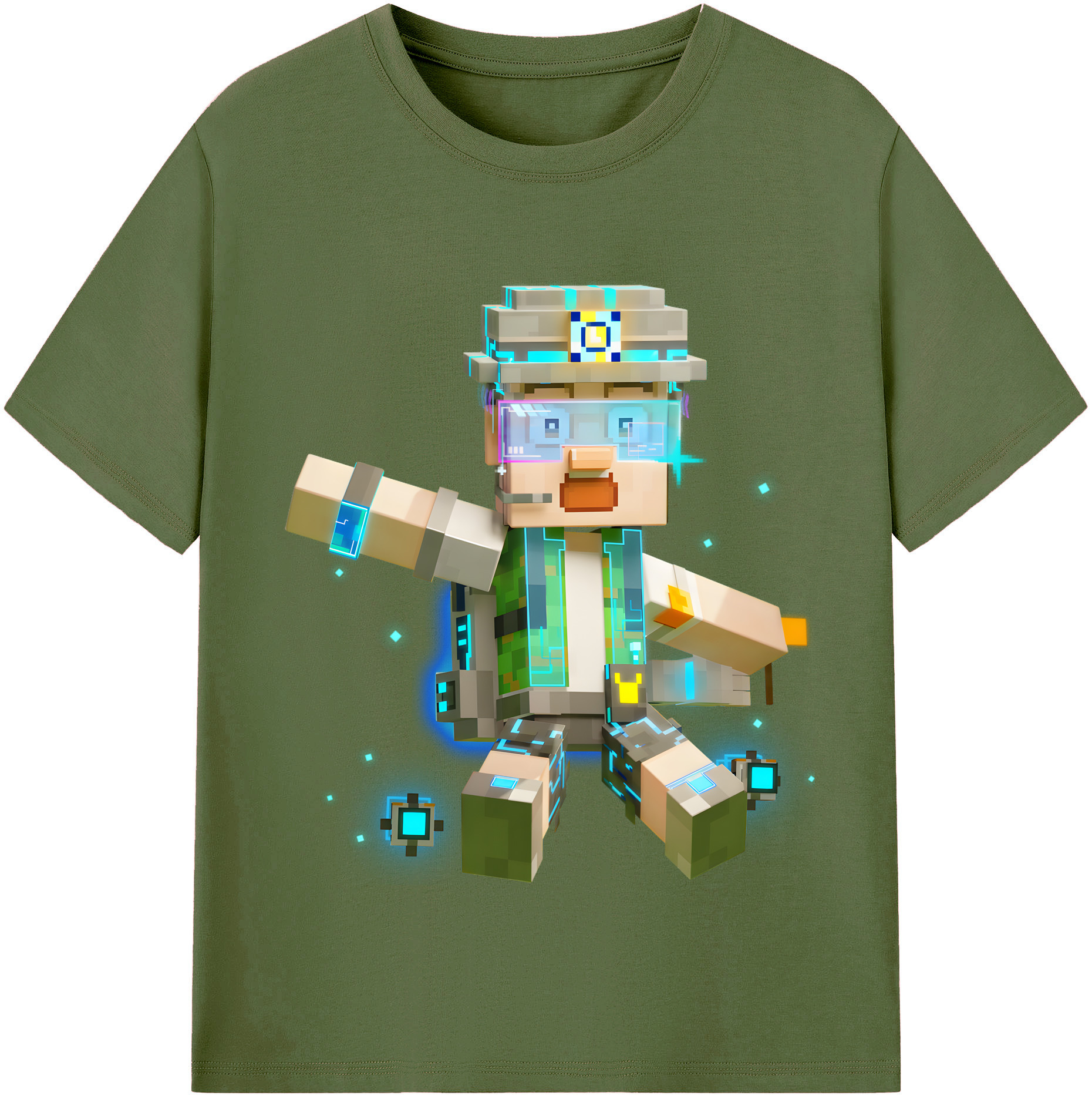 （画像用） マインクラフト ブロックの世界 Minecraft MC Block world 綿100％半袖Tシャツ（フロントプリント）